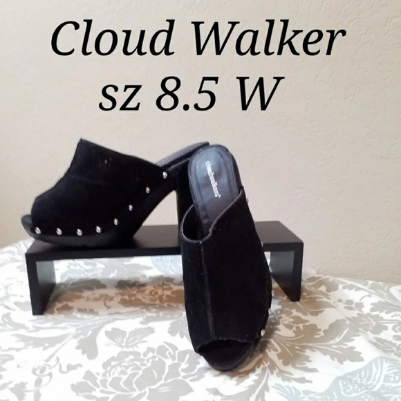 Cloud Walker Shoes - Carmen by Cloud Walker sz 8.5W Peep Toe Clog Blk